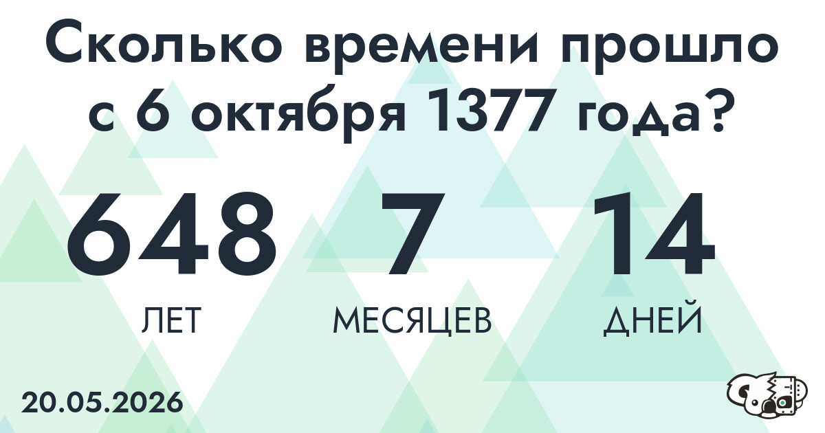 Сколько времени прошло с 6 октября 1377 года