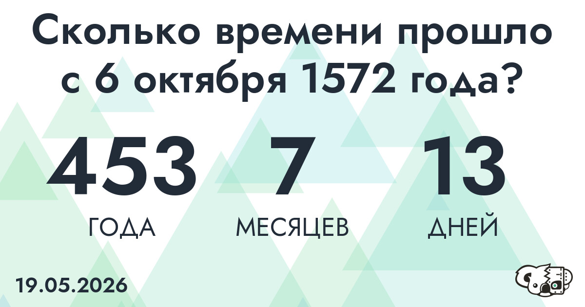 Сколько времени прошло с 6 октября 1572 года