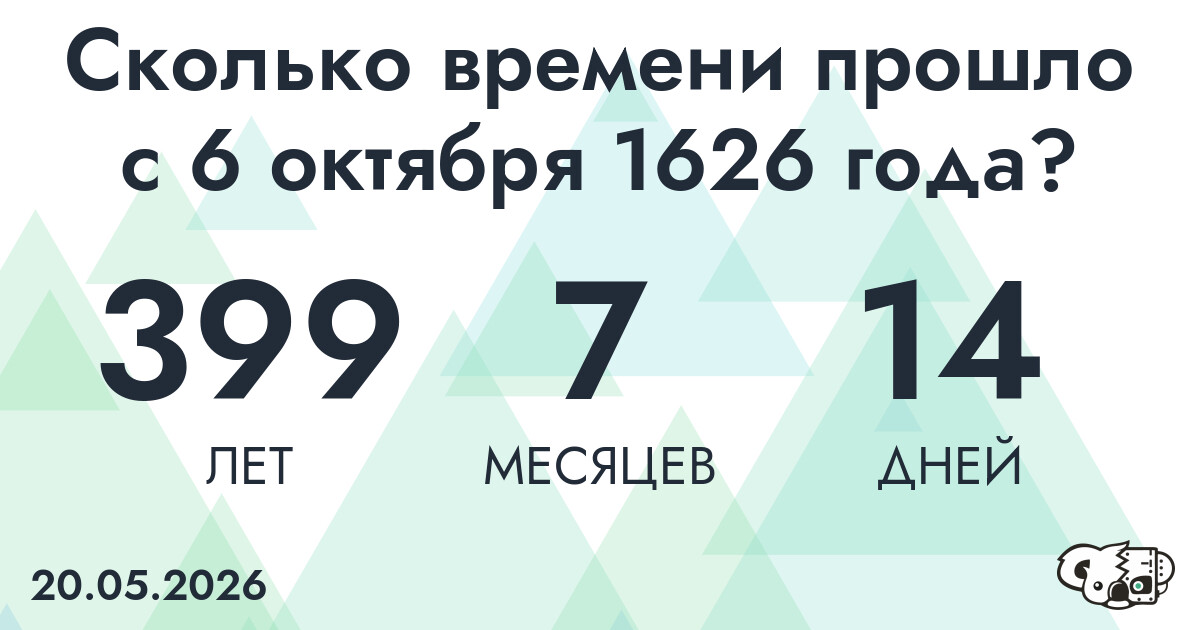 Сколько времени прошло с 6 октября 1626 года