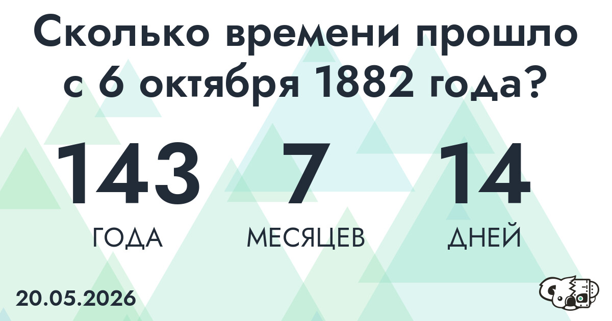 Сколько времени прошло с 6 октября 1882 года