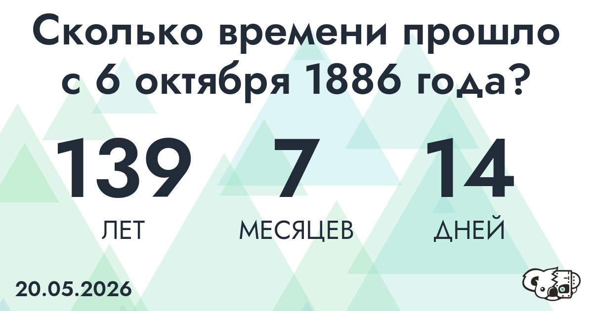 Сколько времени прошло с 6 октября 1886 года