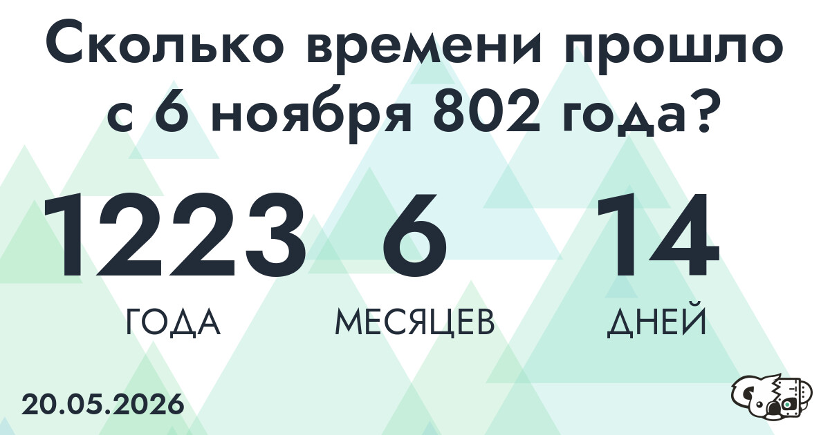 Сколько времени прошло с 6 ноября 802 года