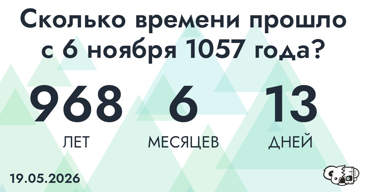 Сколько времени прошло с 6 ноября 1057 года