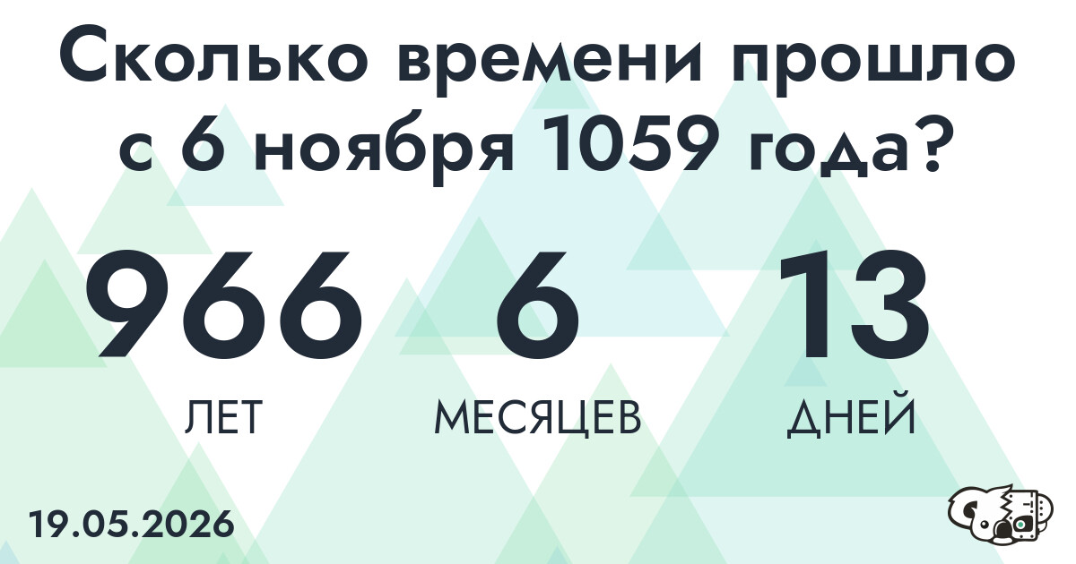 Сколько времени прошло с 6 ноября 1059 года