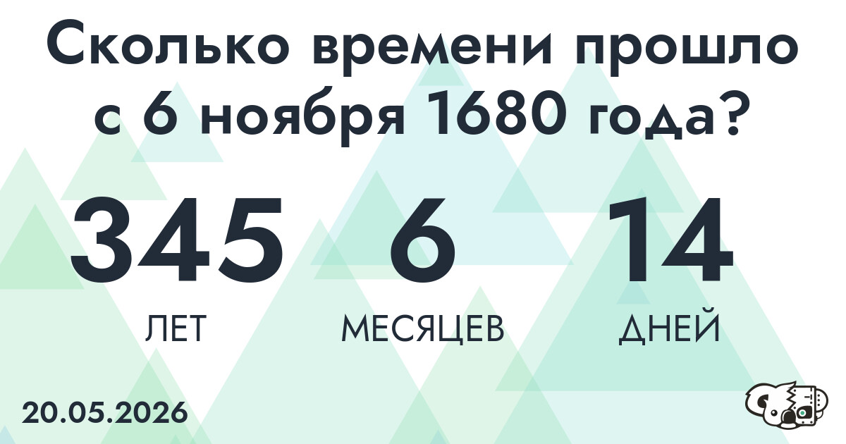 Сколько времени прошло с 6 ноября 1680 года