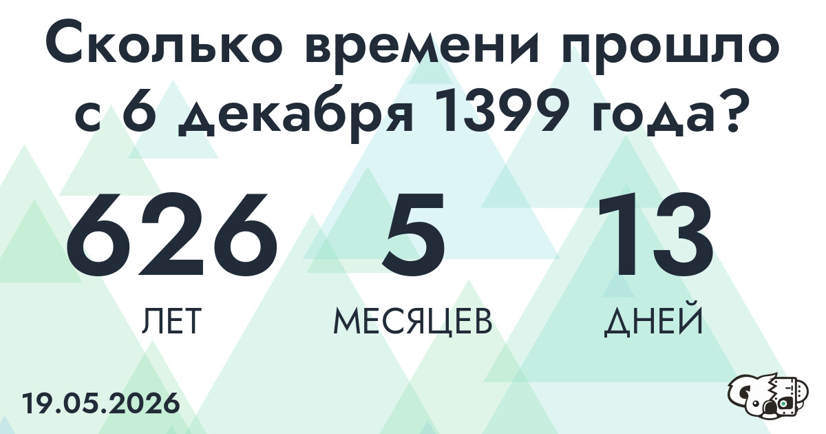 Сколько времени прошло с 6 декабря 1399 года