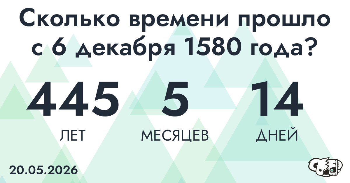 Сколько времени прошло с 6 декабря 1580 года