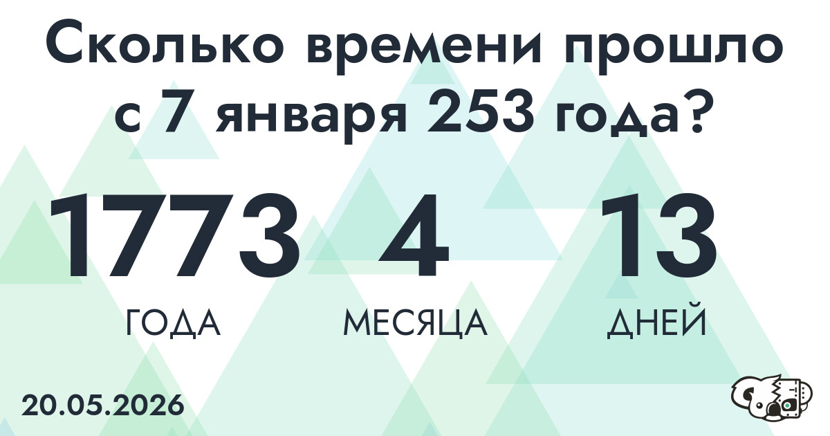 Сколько времени прошло с 7 января 253 года