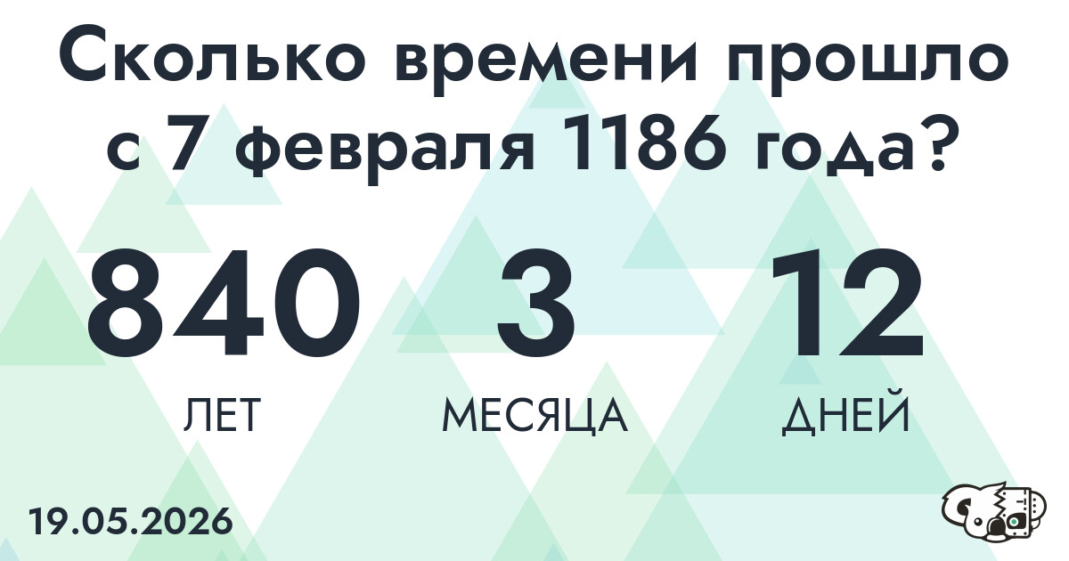 Сколько времени прошло с 7 февраля 1186 года