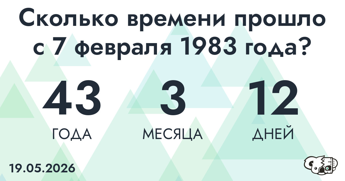 Сколько времени прошло с 7 февраля 1983 года