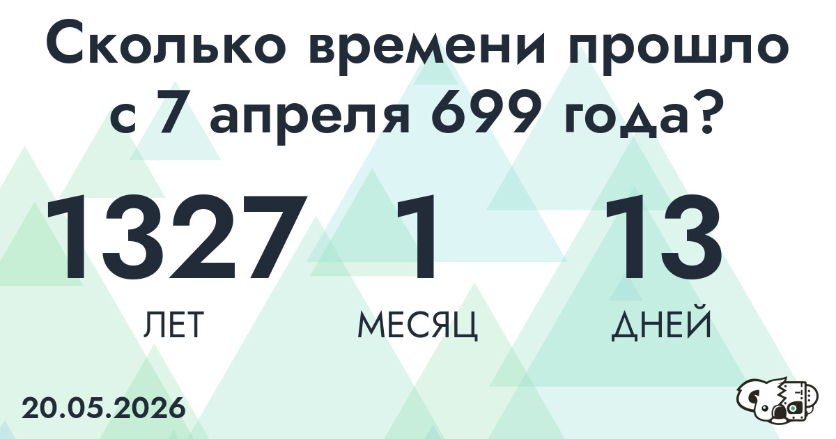 Сколько времени прошло с 7 апреля 699 года
