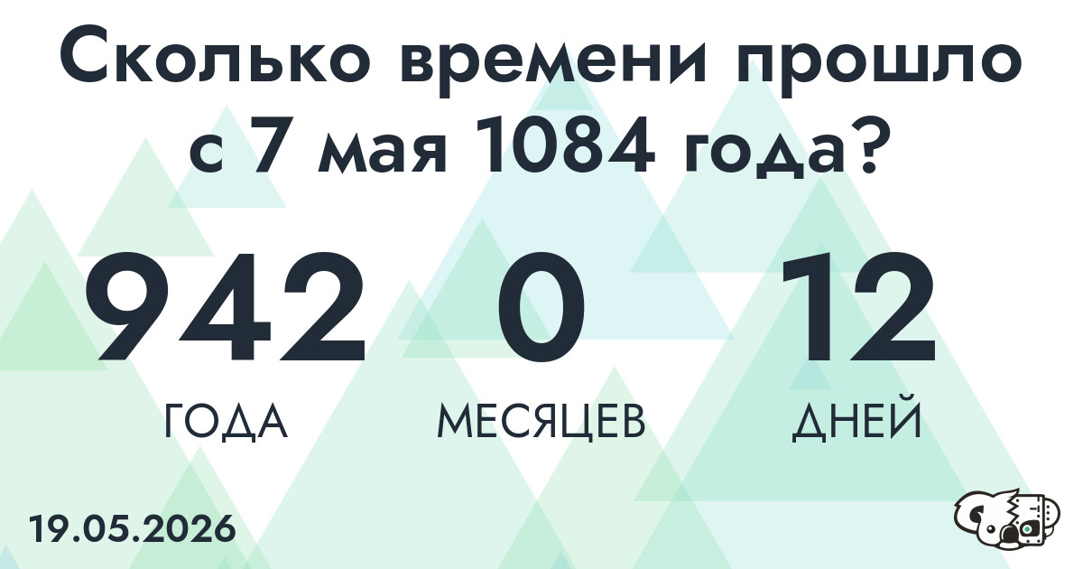 Сколько времени прошло с 7 мая 1084 года