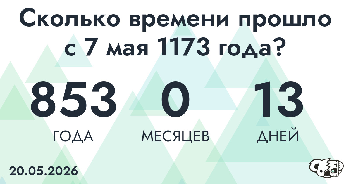 Сколько времени прошло с 7 мая 1173 года