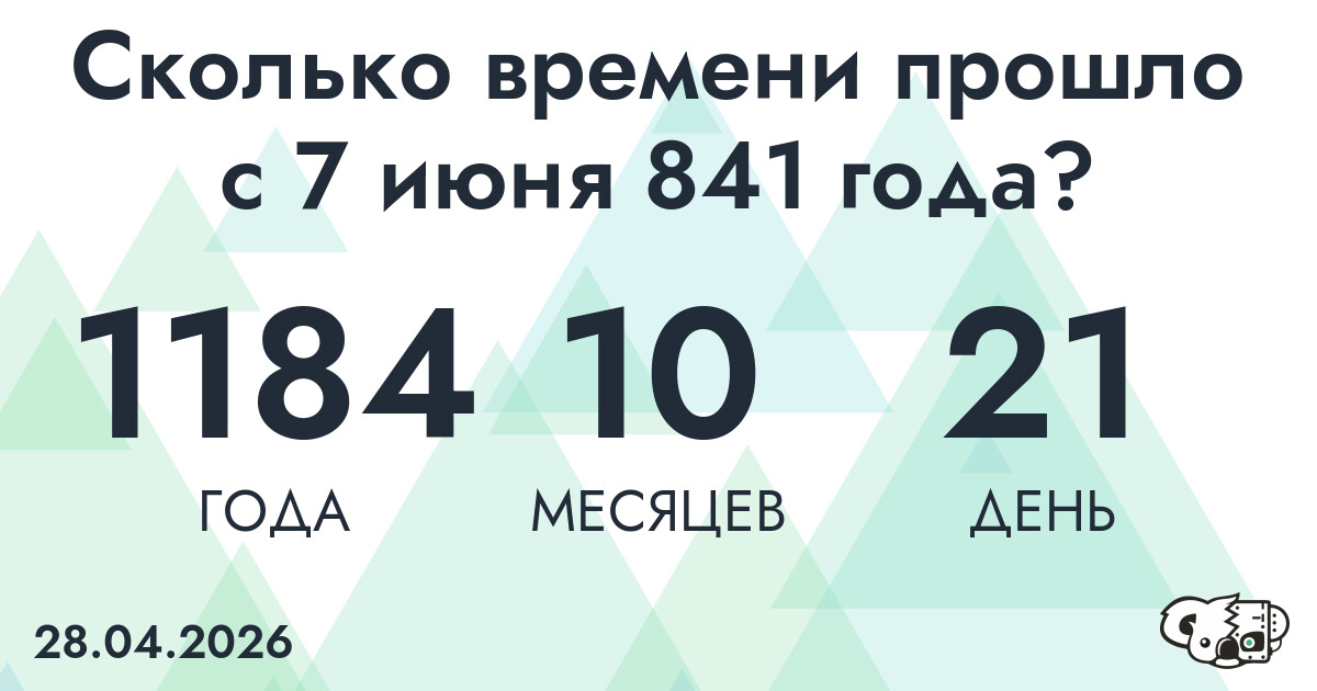Сколько времени прошло с 7 июня 841 года