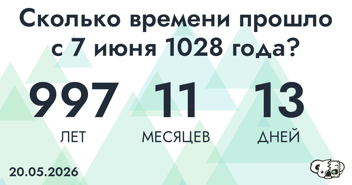 Сколько времени прошло с 7 июня 1028 года