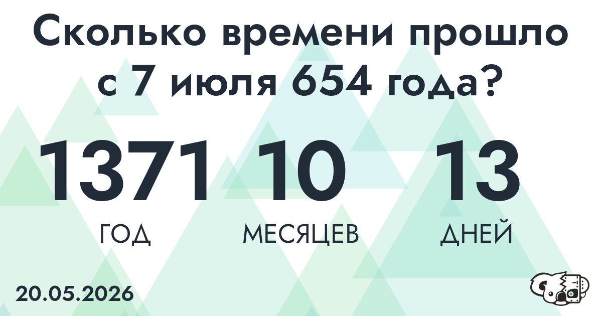 Сколько времени прошло с 7 июля 654 года