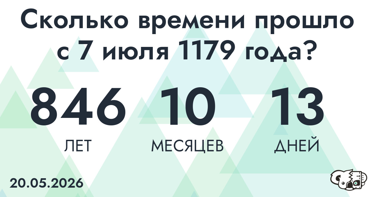 Сколько времени прошло с 7 июля 1179 года
