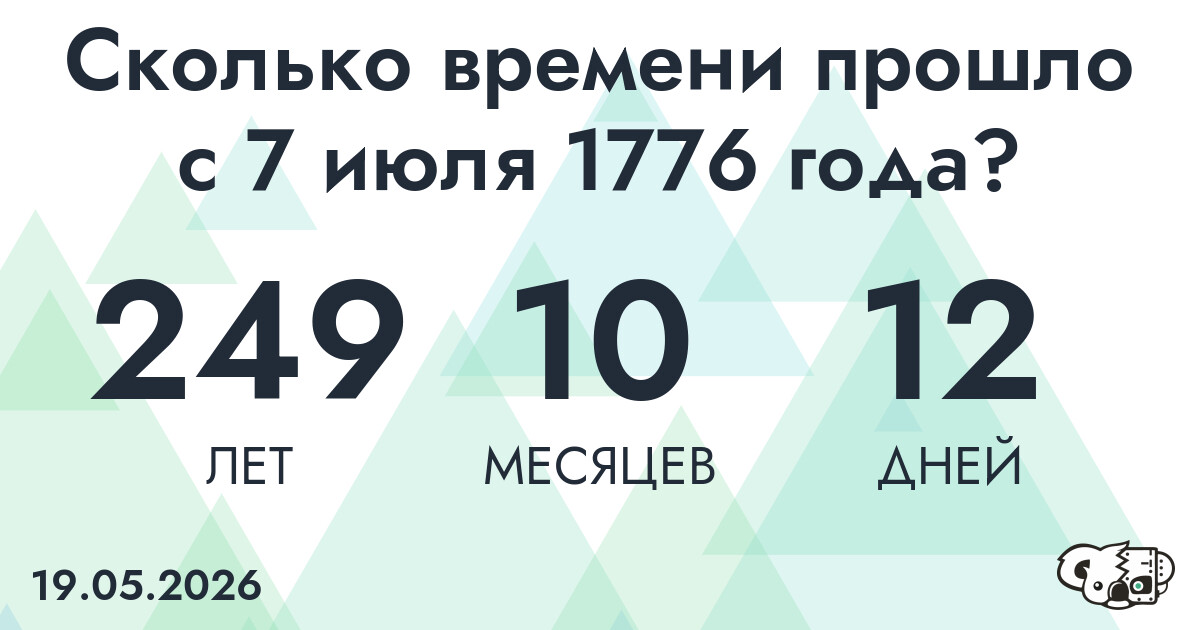 Сколько времени прошло с 7 июля 1776 года