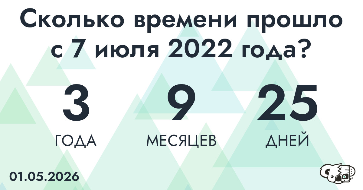 Сколько времени прошло с 7 июля 2022 года