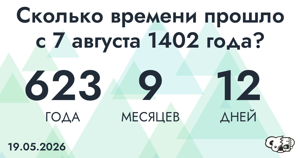 Сколько времени прошло с 7 августа 1402 года