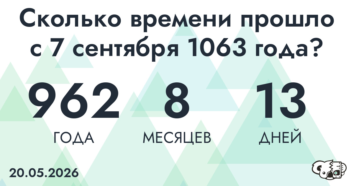 Сколько времени прошло с 7 сентября 1063 года