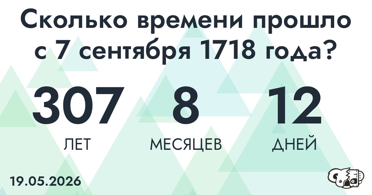 Сколько времени прошло с 7 сентября 1718 года