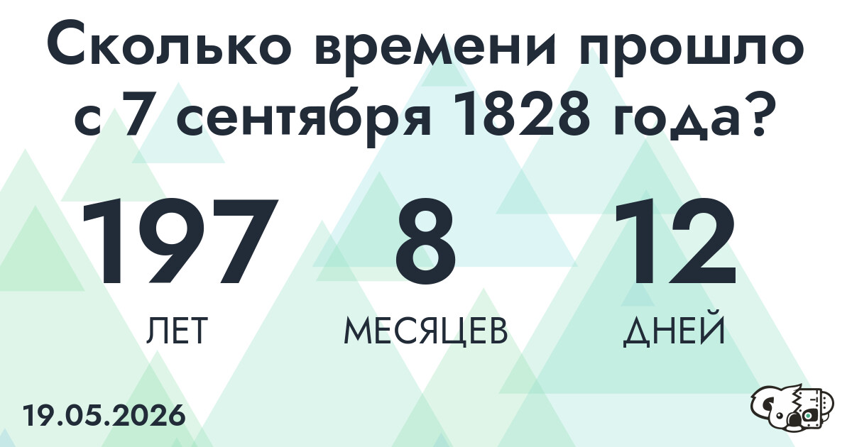 Сколько времени прошло с 7 сентября 1828 года