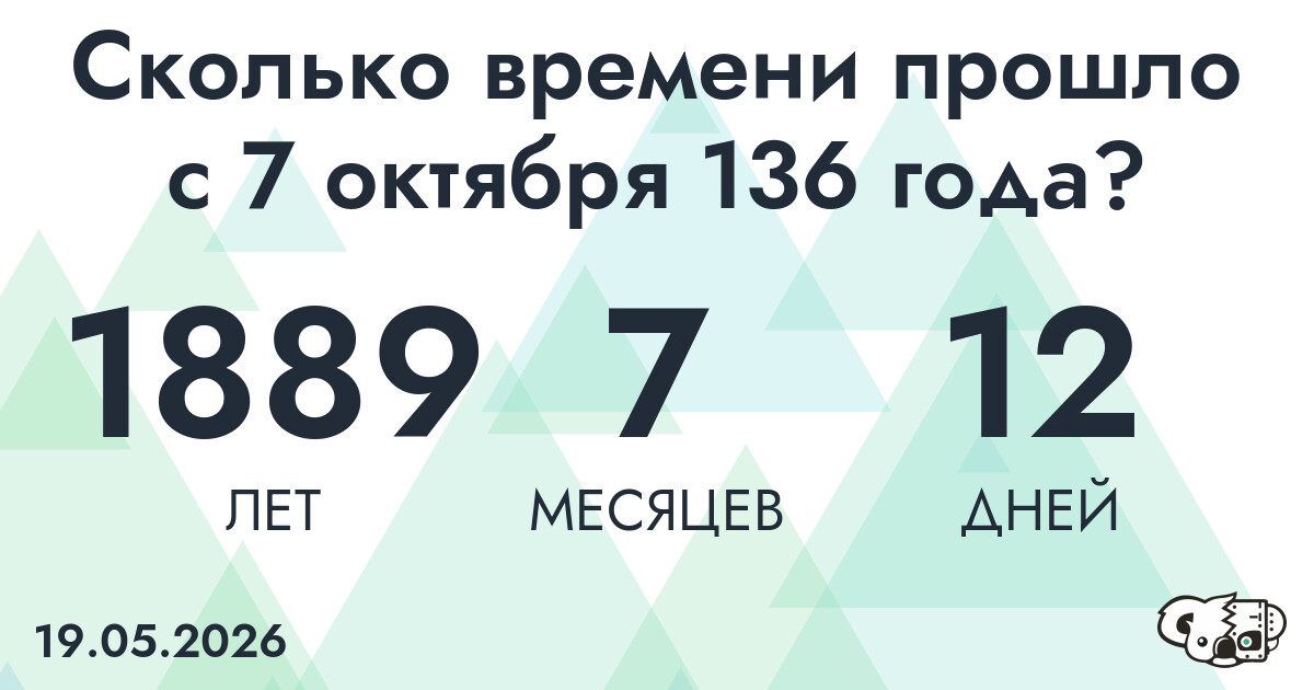 Сколько времени прошло с 7 октября 136 года