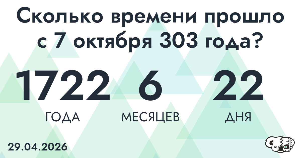 Сколько времени прошло с 7 октября 303 года