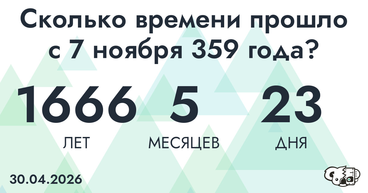 Сколько времени прошло с 7 ноября 359 года