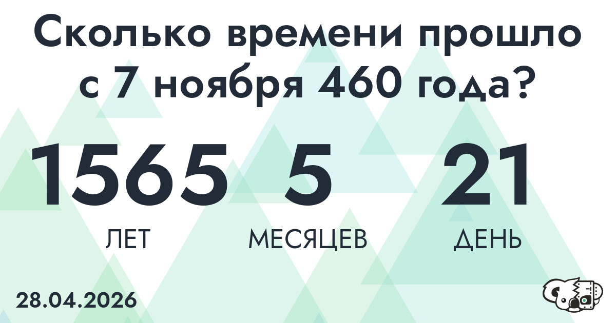 Сколько времени прошло с 7 ноября 460 года