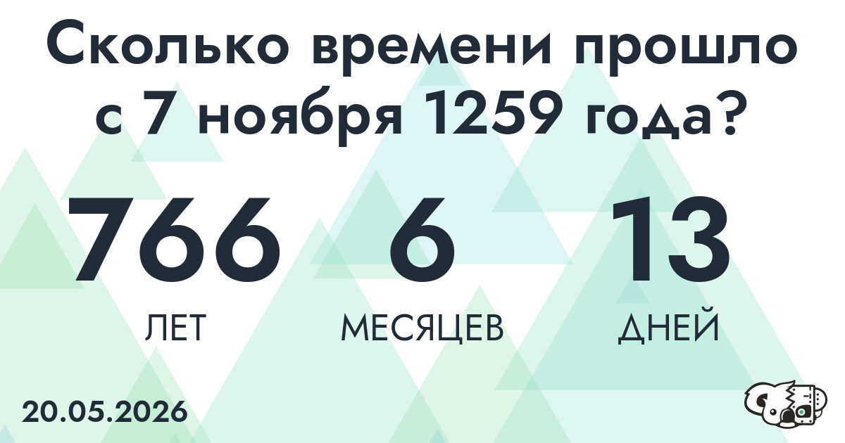 Сколько времени прошло с 7 ноября 1259 года
