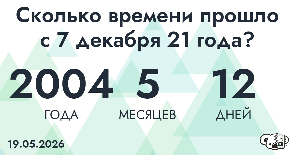 Сколько времени прошло с 7 декабря 21 года