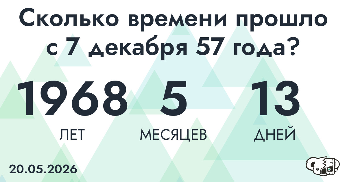 Сколько времени прошло с 7 декабря 57 года