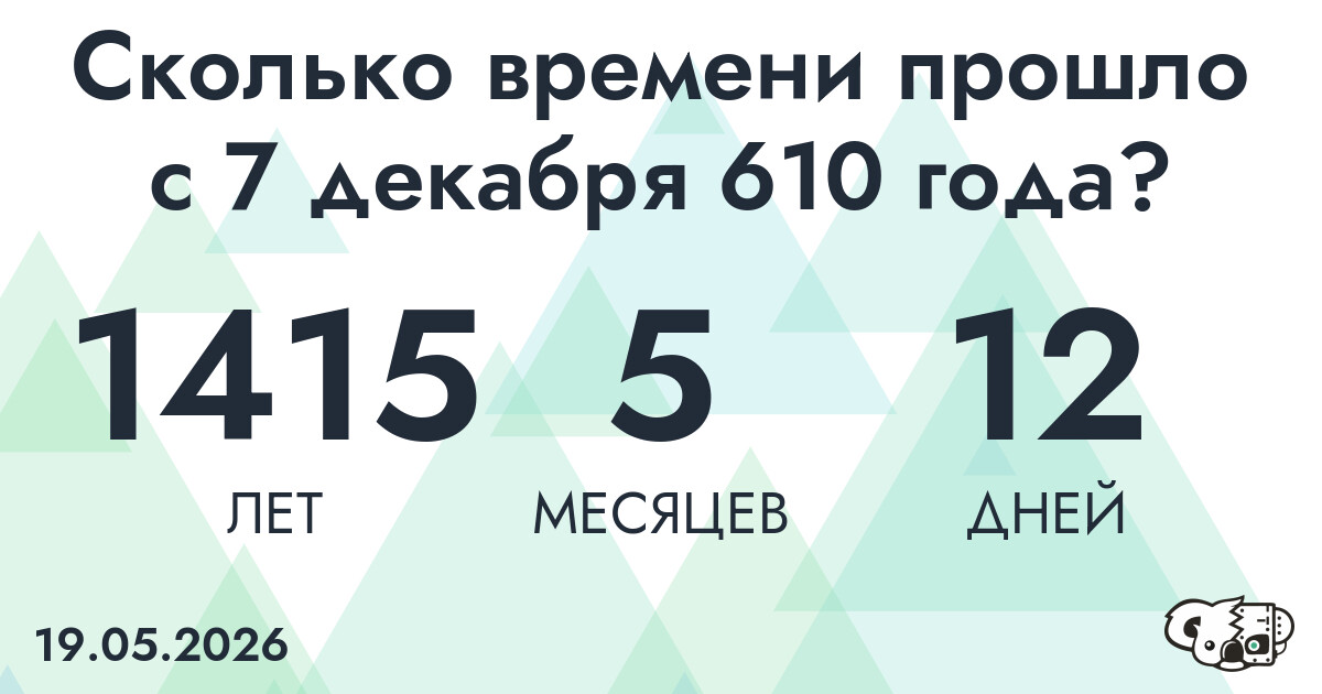 Сколько времени прошло с 7 декабря 610 года