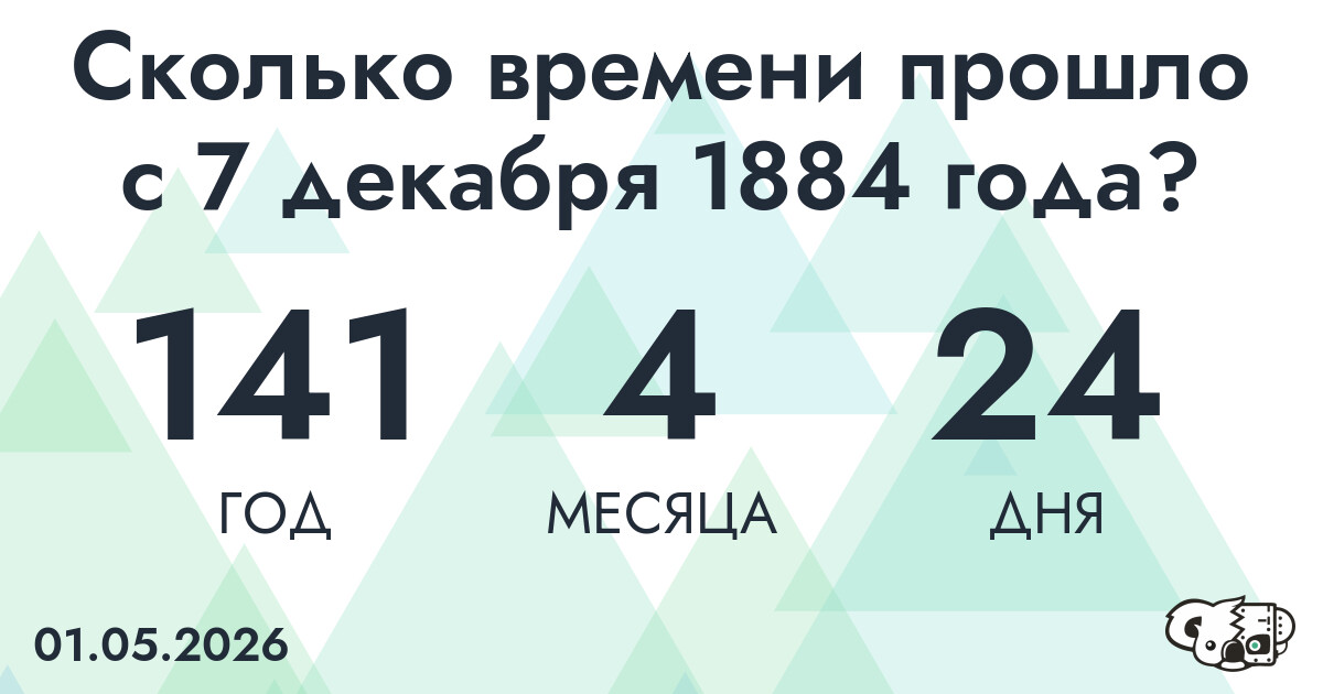 Сколько времени прошло с 7 декабря 1884 года