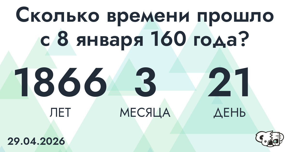 Сколько времени прошло с 8 января 160 года