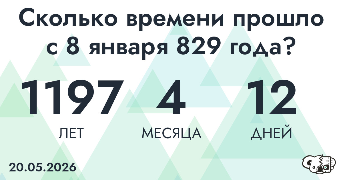 Сколько времени прошло с 8 января 829 года
