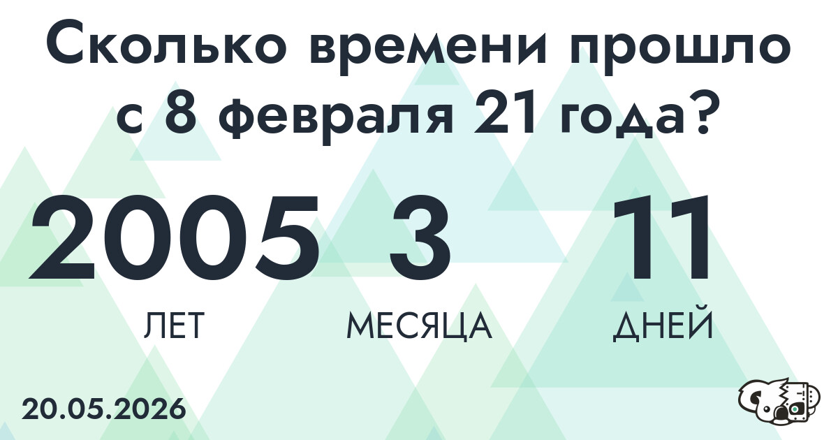 Сколько времени прошло с 8 февраля 21 года