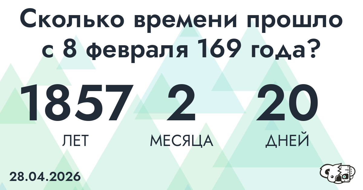 Сколько времени прошло с 8 февраля 169 года