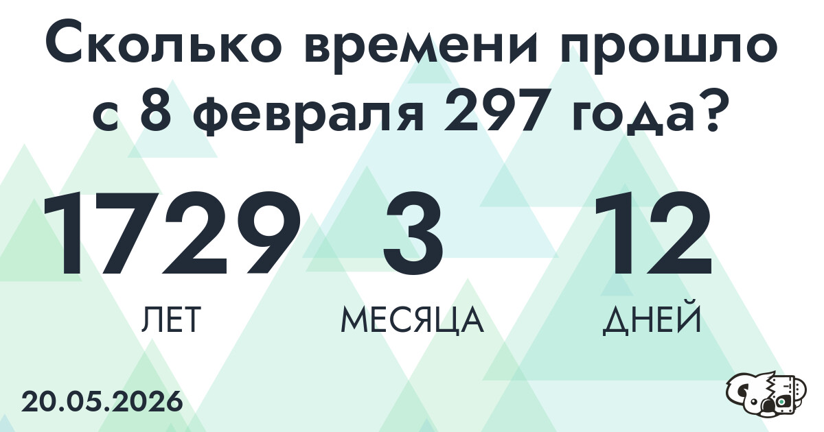 Сколько времени прошло с 8 февраля 297 года