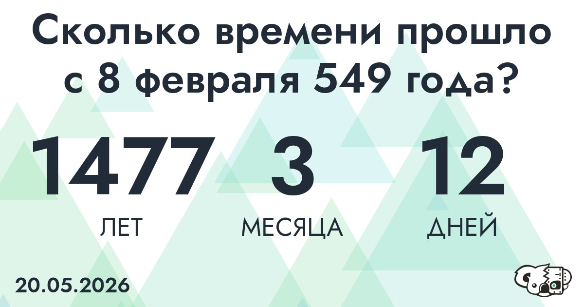 Сколько времени прошло с 8 февраля 549 года