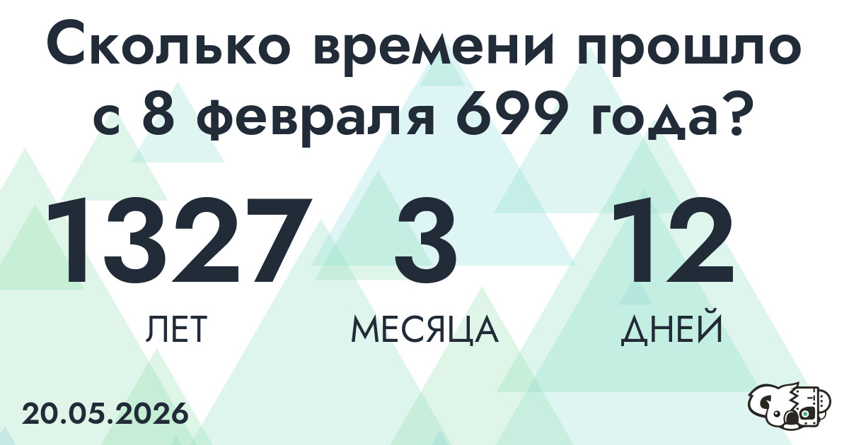 Сколько времени прошло с 8 февраля 699 года