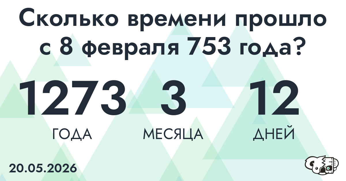 Сколько времени прошло с 8 февраля 753 года