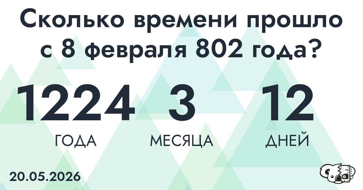 Сколько времени прошло с 8 февраля 802 года