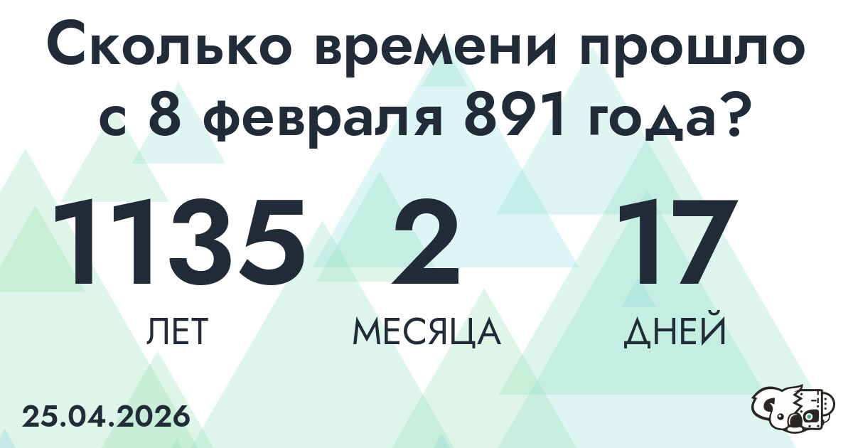 Сколько времени прошло с 8 февраля 891 года