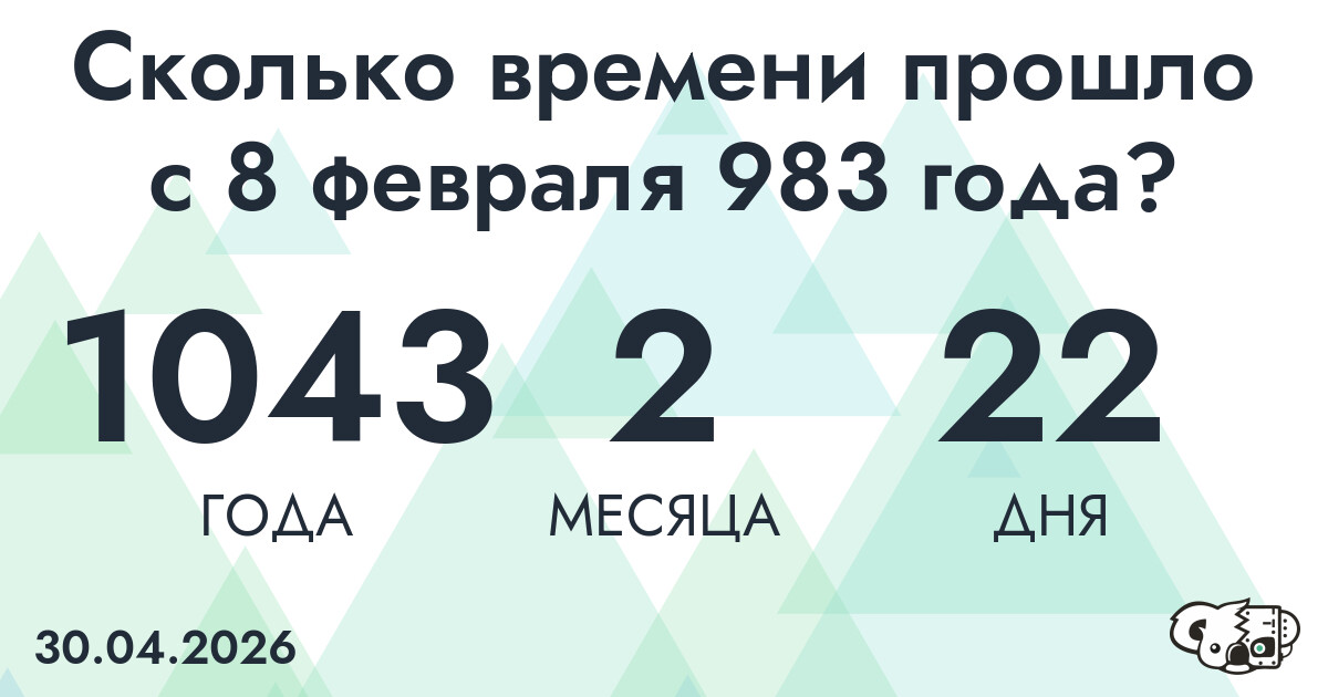 Сколько времени прошло с 8 февраля 983 года