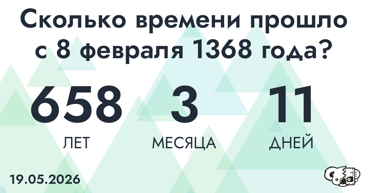 Сколько времени прошло с 8 февраля 1368 года