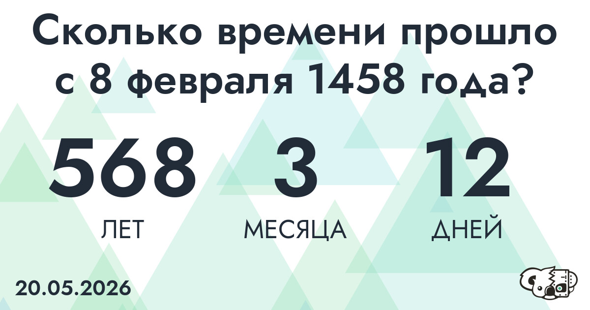 Сколько времени прошло с 8 февраля 1458 года