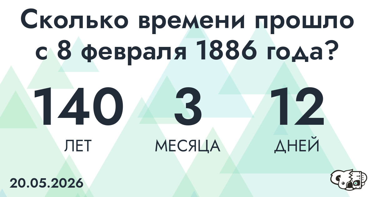 Сколько времени прошло с 8 февраля 1886 года
